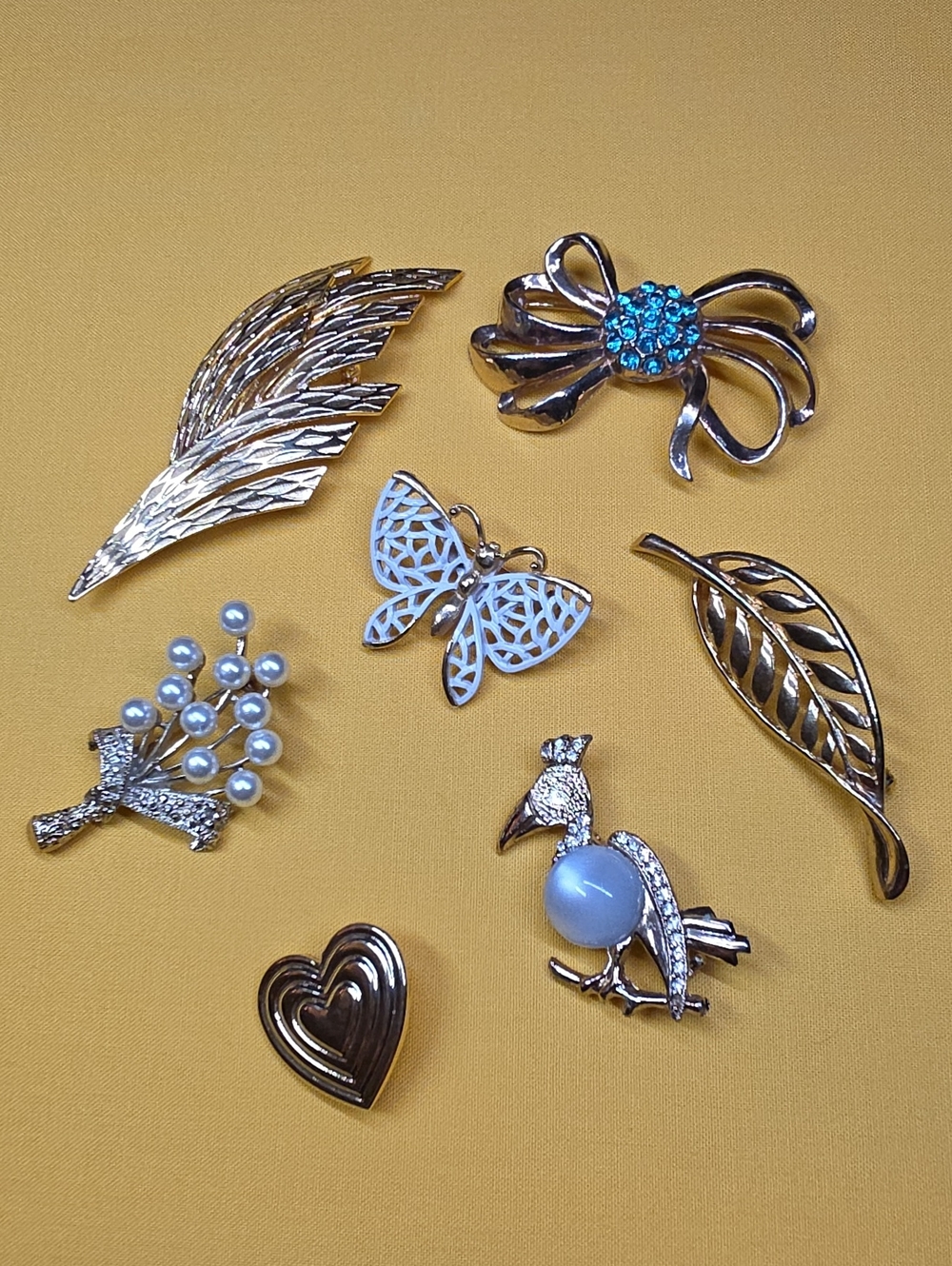 Vintage Costume Brooch Lot of 7 As Is Jelly Belly Variety Club Heart Pins